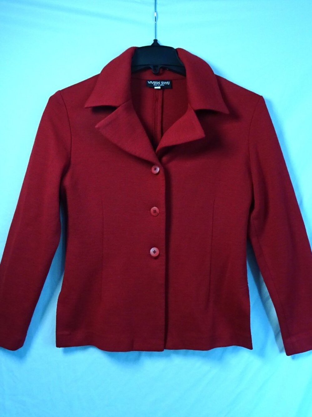 Vintage Vivian Shyu Wine Red Wool Blend Short Jacket Made in Canada Size 10